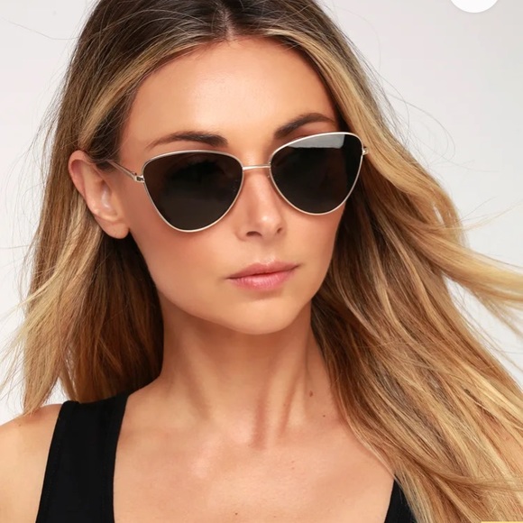 Le Specs ~ Echo ~ Gold Geometric Butterfly Sunglasses - Picture 8 of 14